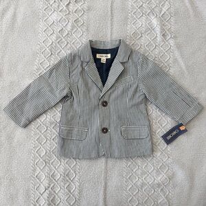 Navy & White Seersucker Pinstriped Toddler Blazer